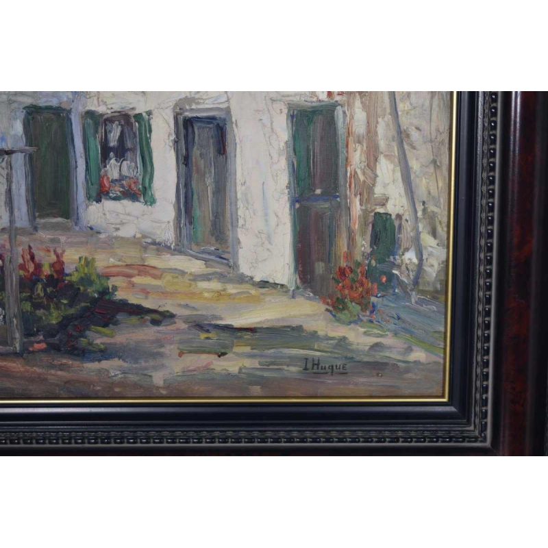 Ivan HUQUE, painting oil on panel, Liège school of landscape painting, 20th century