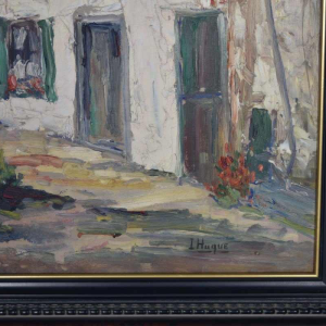 Ivan HUQUE, painting oil on panel, Liège school of landscape painting, 20th century
