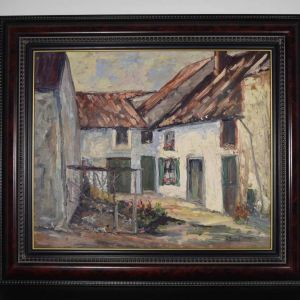 Ivan HUQUE, peinture huile sur panneau, école liégeoise du paysage, XXe s