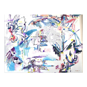 Jacques Muller “Williamsburgh Bridge (New York)” acrylverf op doek, 20e eeuw