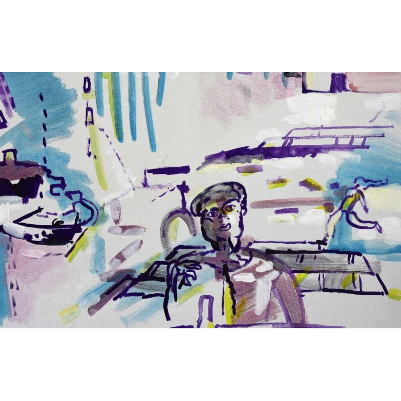 Jacques Muller “Williamsburgh Bridge (New York)” acrylverf op doek, 20e eeuw