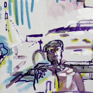 Jacques Muller “Williamsburgh Bridge (New York)” acrylverf op doek, 20e eeuw