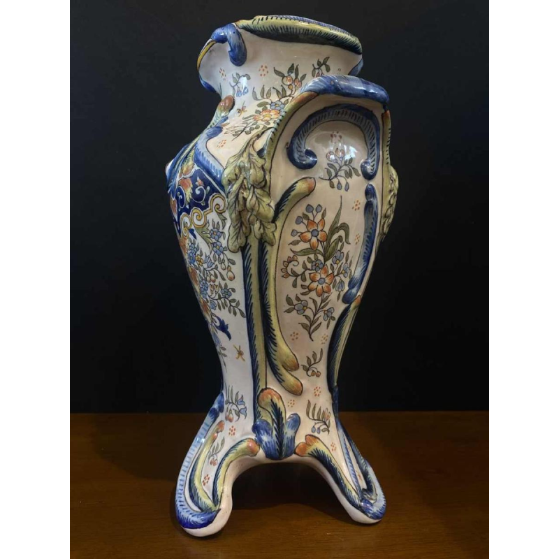 Paar grote aardewerk vazen uit Desvres van Jules Verlingue, ca 1900 Art Nouveau