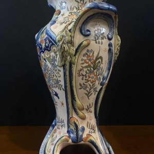 Pair of large earthenware vases from Desvres by Jules Verlingue, ca 1900 Art Nouveau