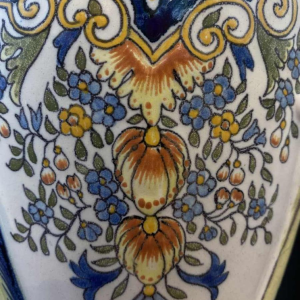 Pair of large earthenware vases from Desvres by Jules Verlingue, ca 1900 Art Nouveau