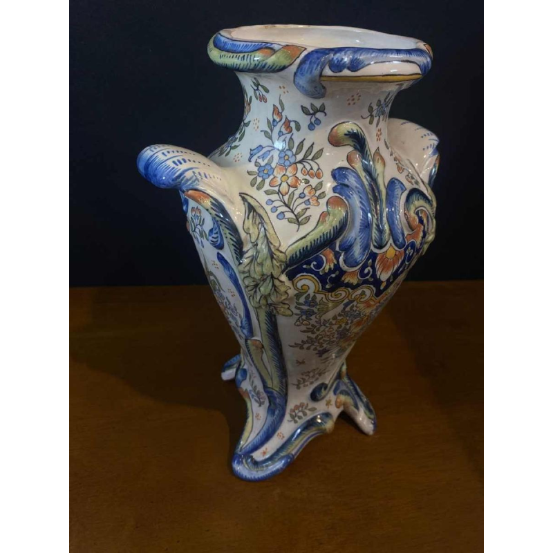 Paar grote aardewerk vazen uit Desvres van Jules Verlingue, ca 1900 Art Nouveau