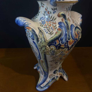 Paar grote aardewerk vazen uit Desvres van Jules Verlingue, ca 1900 Art Nouveau