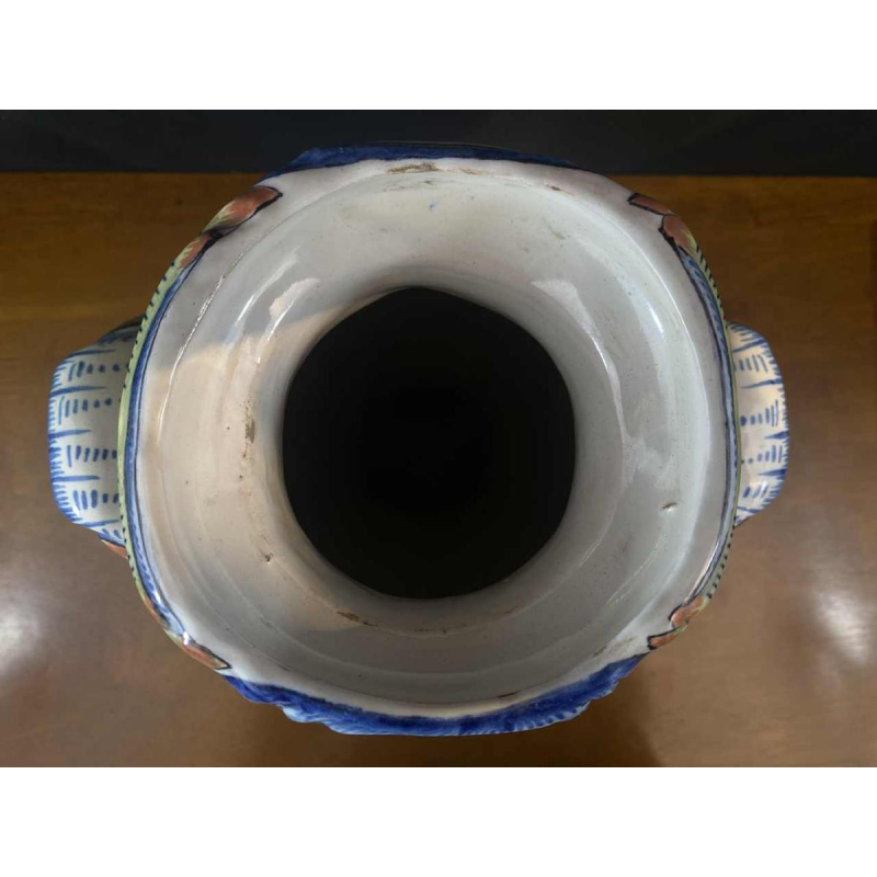 Paire de grands vases céramique faience de Desvres par Jules Verlingue, ca 1900 Art Nouveau