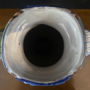 Paire de grands vases céramique faience de Desvres par Jules Verlingue, ca 1900 Art Nouveau