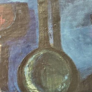 Luc PEROT composition painting oil on canvas, ca 1950/60