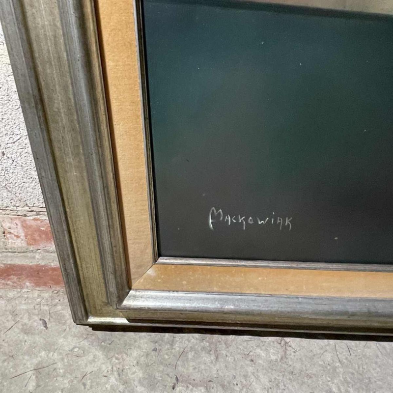 MACKOWIAK ERWIN "Nu au panneau de signalisation" Belgian Pop'Art painting, oil on canvas, ca 1975