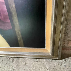 MACKOWIAK ERWIN "Nu au panneau de signalisation" tableau Pop'Art belge, peintre huile sur toile, ca 1975