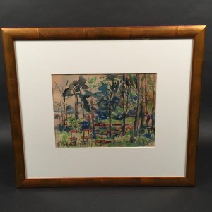 Flory Roland (1905 - 1978), gouache on paper "terrace in the undergrowth"