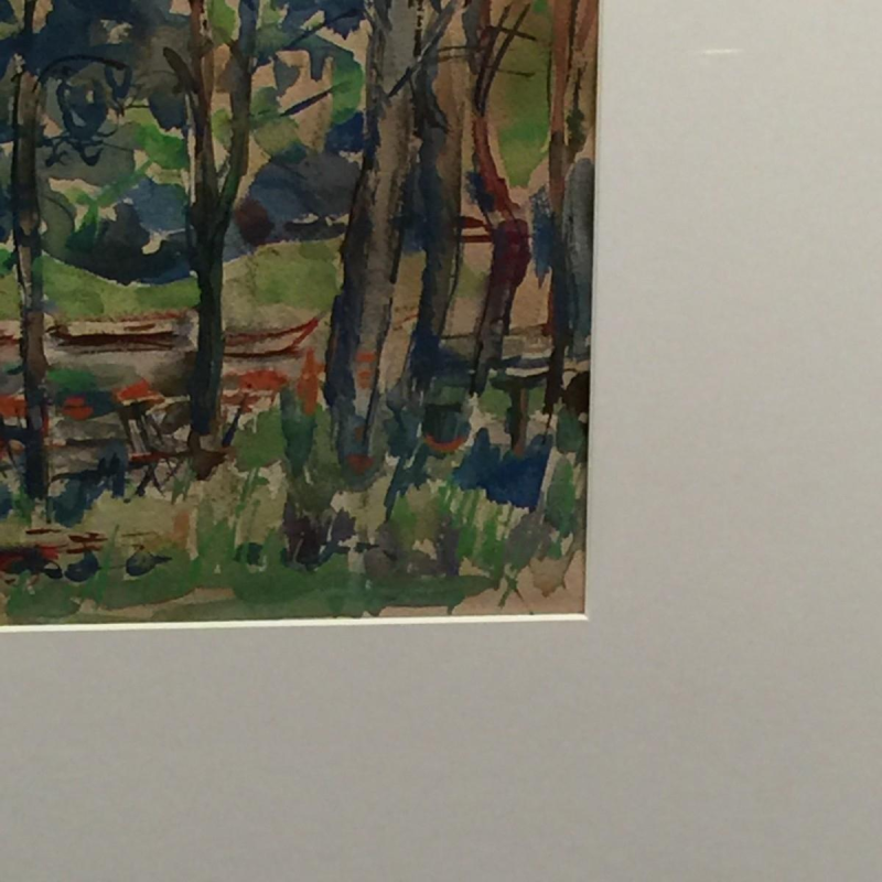 Flory Roland (1905 - 1978), gouache op papier "terras in het kreupelhout"