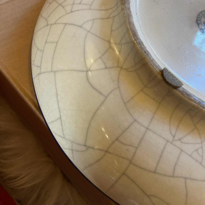 EMAUX LONGWY, Plat Art Déco au Cerf Céramique Faïence Emaille´ Cloisonne´ 1930