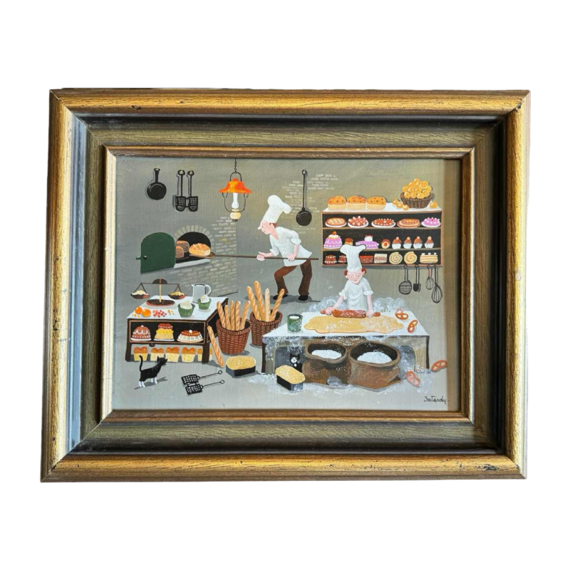 Marie-Louise BATARDY (1943-): « De bakker » schilderij olie op doek
