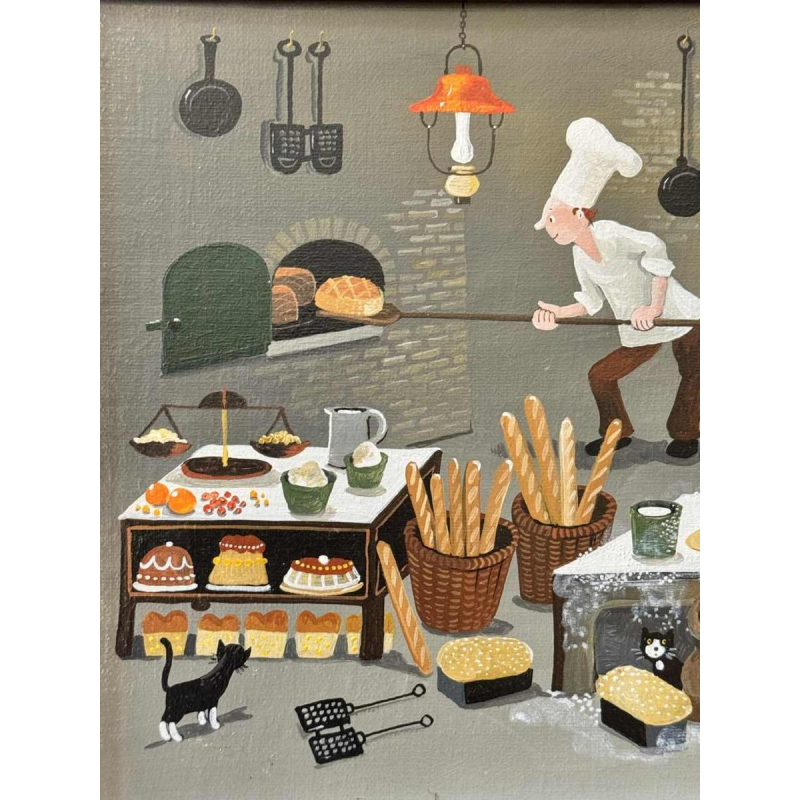 Marie-Louise BATARDY (1943-): «The baker » painting oil on canvas