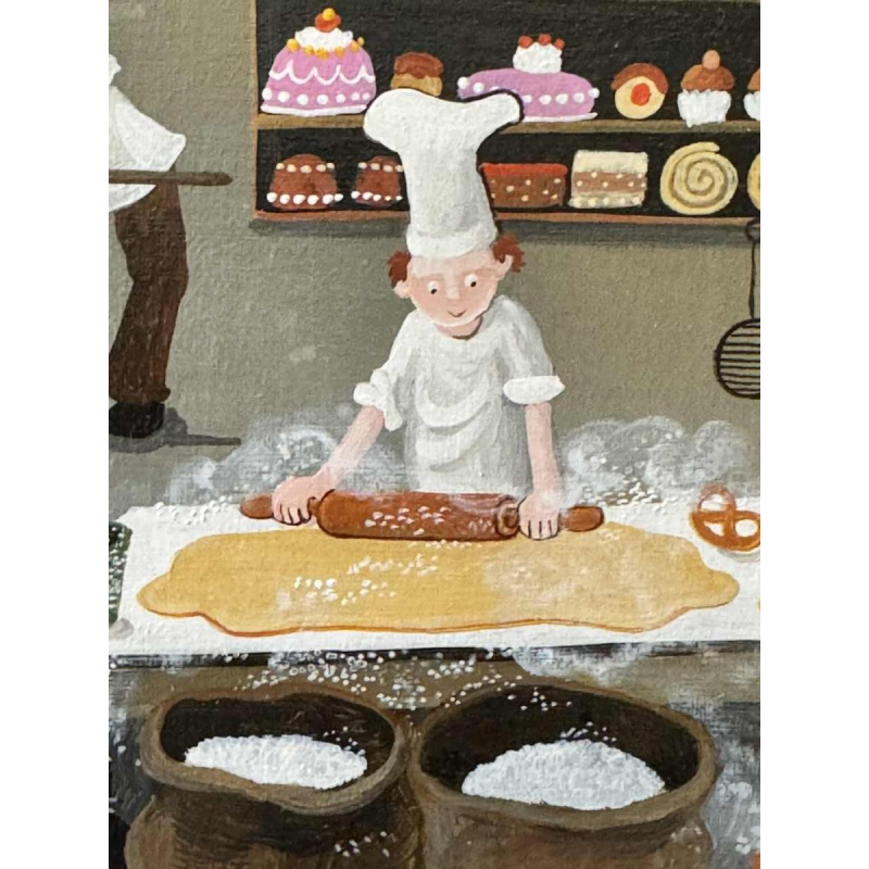 Marie-Louise BATARDY (1943-): «The baker » painting oil on canvas