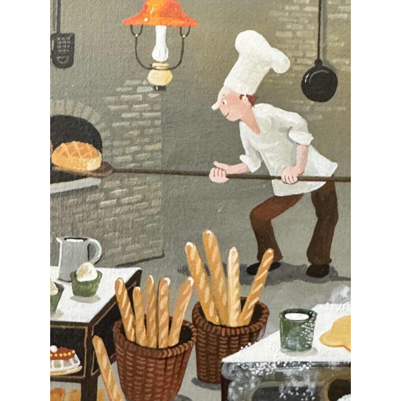 Marie-Louise BATARDY (1943-): «The baker » painting oil on canvas