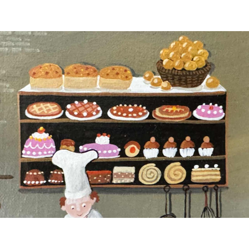 Marie-Louise BATARDY (1943-): «The baker » painting oil on canvas