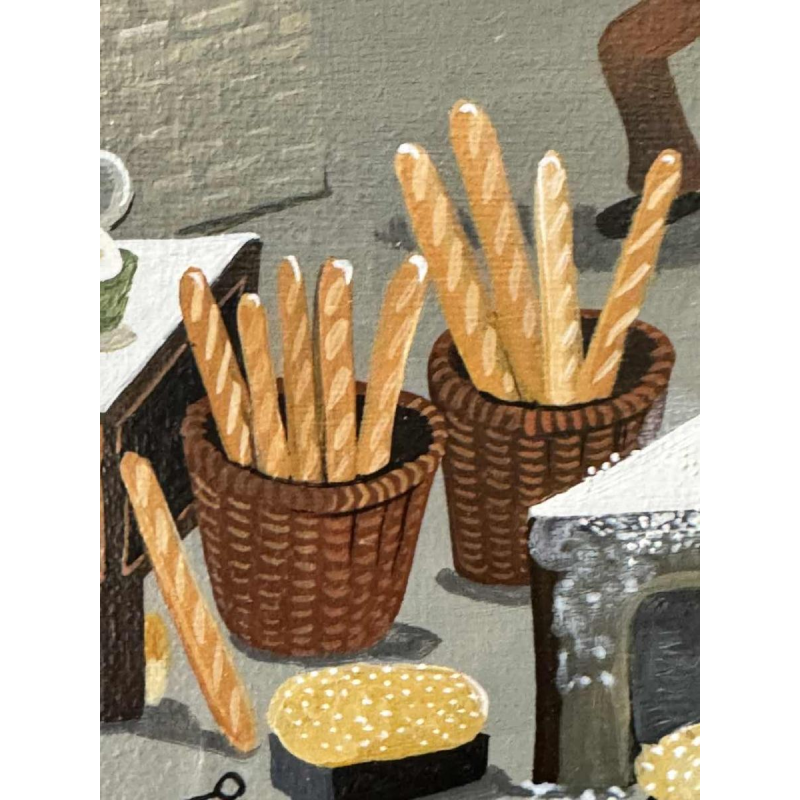 Marie-Louise BATARDY (1943-): « Le boulanger » peinture huile sur toile