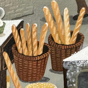 Marie-Louise BATARDY (1943-): «The baker » painting oil on canvas