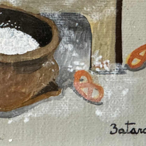 Marie-Louise BATARDY (1943-): «The baker » painting oil on canvas