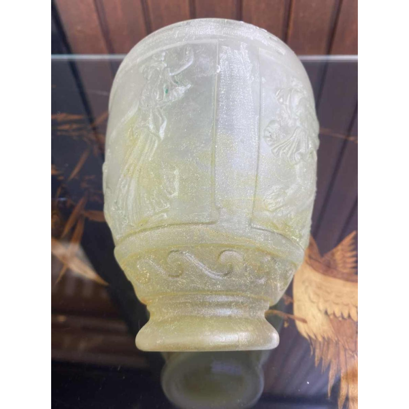 Georges De Feure, Art Deco vaas van gegoten persglas, Griekse decoratie, ca 1920