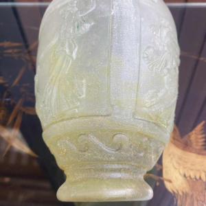 Georges De Feure, Art Deco vase in moulded pressed glass, Greek decoration, ca 1920