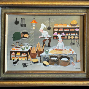 Marie-Louise BATARDY (1943-): «The baker » painting oil on canvas