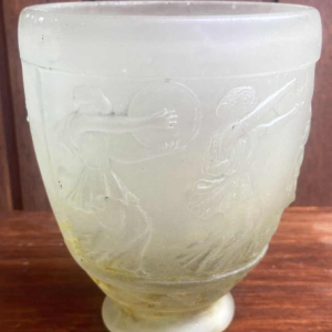 Georges De Feure, vase Art Déco en verre pressé moulé, décor à la grecque, ca 1920