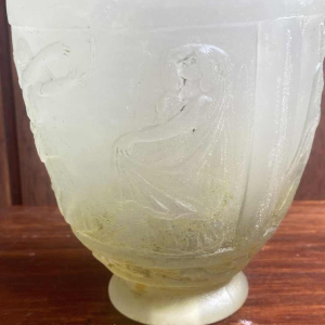 Georges De Feure, Art Deco vase in moulded pressed glass, Greek decoration, ca 1920