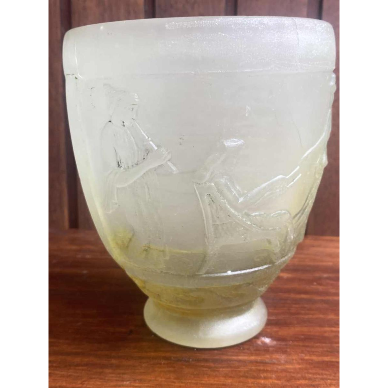 Georges De Feure, Art Deco vase in moulded pressed glass, Greek decoration, ca 1920