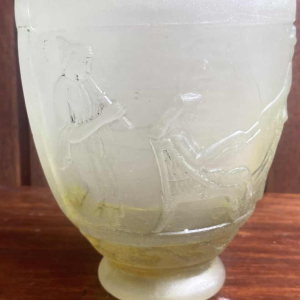 Georges De Feure, Art Deco vase in moulded pressed glass, Greek decoration, ca 1920