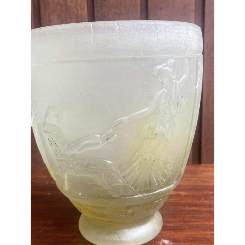 Georges De Feure, Art Deco vase in moulded pressed glass, Greek decoration, ca 1920