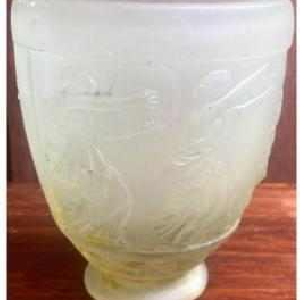 Georges De Feure, vase Art Déco en verre pressé moulé, décor à la grecque, ca 1920