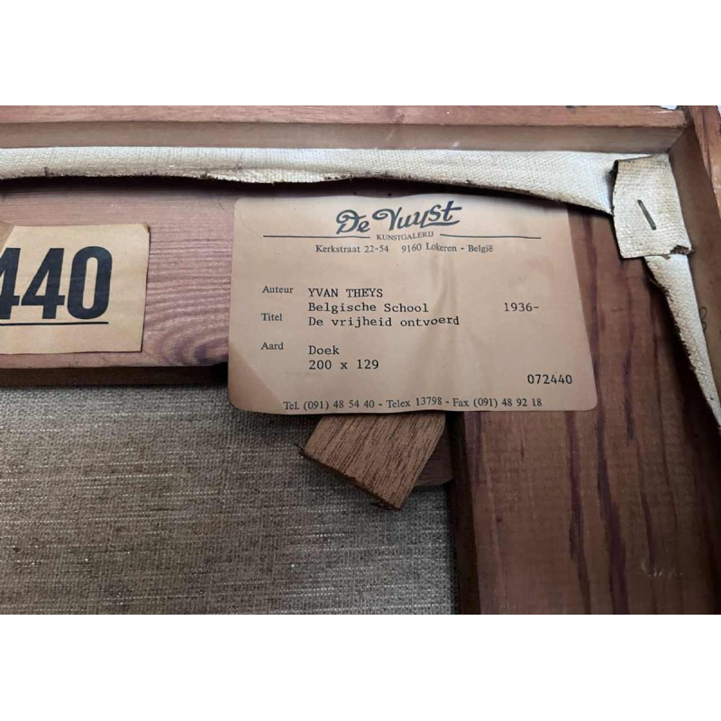 Yvan Theys « La Liberté Enlevée » (Biennale de Tokyo) tableau expressionniste, huile sur toile, 1983