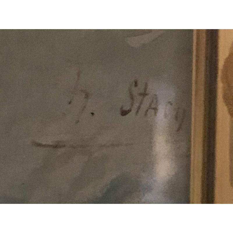 HENRI STACQUET " Paysage Hollandais " Tableau, Marine, Gouache, ca 1880