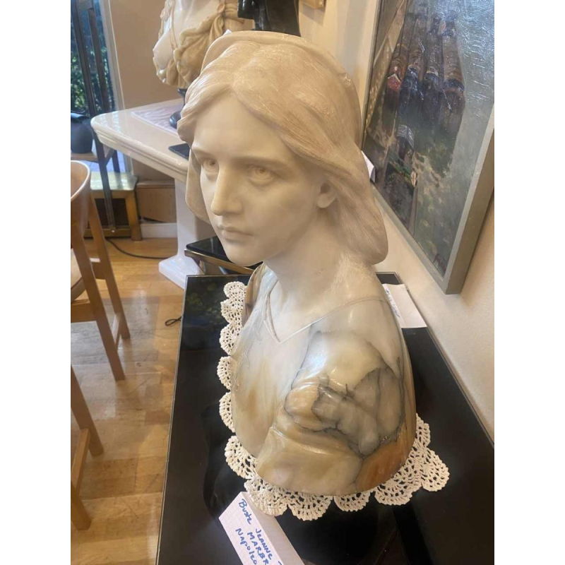 Giuseppe Bessi, sculpture marbre, buste de Jeanne d'Arc signé, fin 19ème siècle