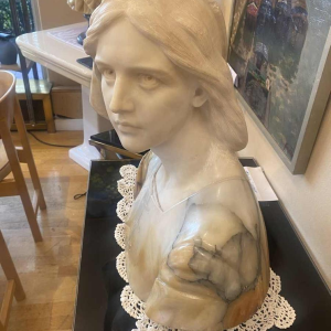 Giuseppe Bessi, marmeren sculptuur, buste van Jeanne d'Arc gesigneerd, eind 19e eeuw