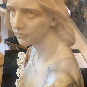 Giuseppe Bessi, sculpture marbre, buste de Jeanne d'Arc signé, fin 19ème siècle