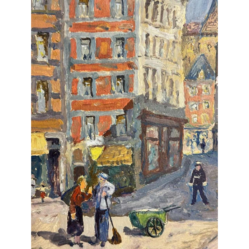 Albert DANDOY ‘Street of Halle in Namur’ oil on cardboard