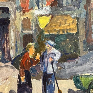 Albert DANDOY ‘Street of Halle in Namur’ oil on cardboard