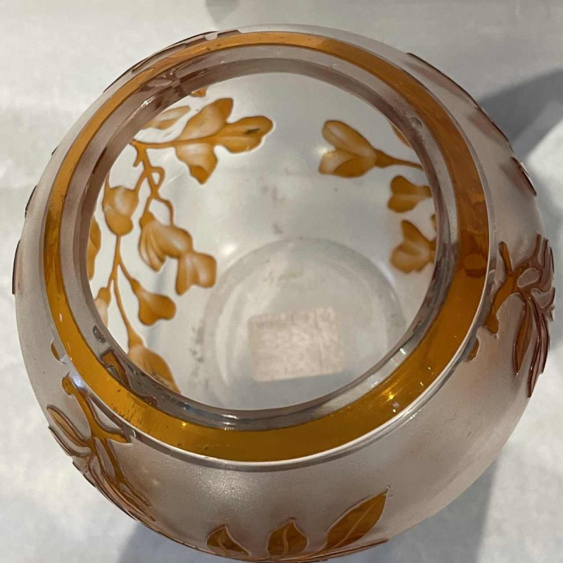 Val Saint-Lambert crystal ball vase, Léon Ledru and Camille Renard (married 1898-1905)