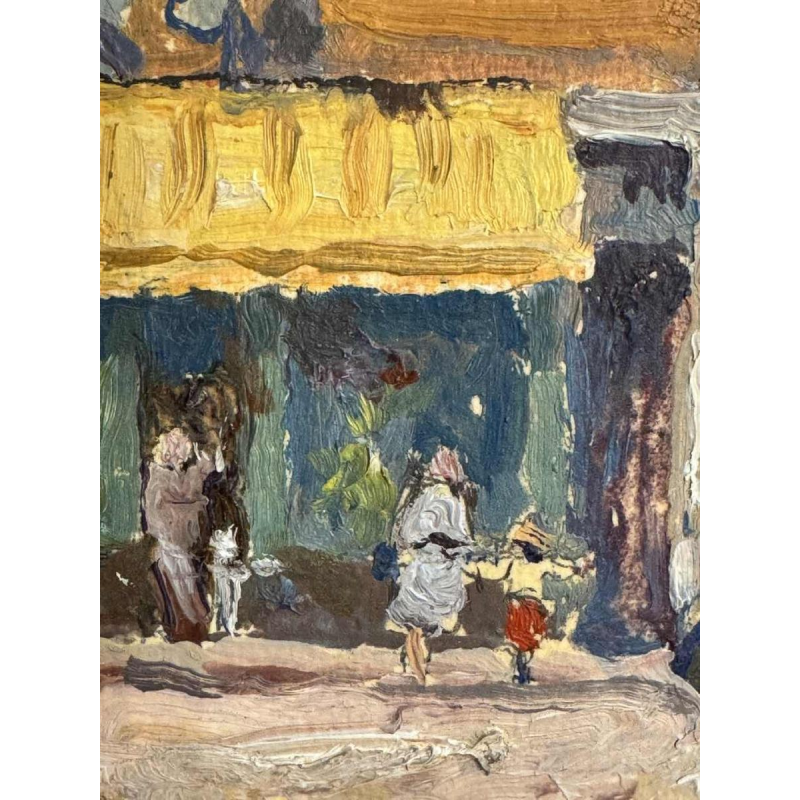 Albert DANDOY 'Rue de la Halle animée à Namur' peinture huile sur carton