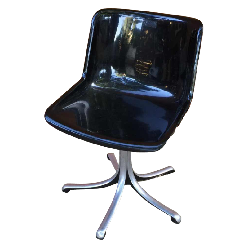OSVALDO BORSANI pour TECNO "Modus Office" Chaise Pivotante de Bureau Noire 1970