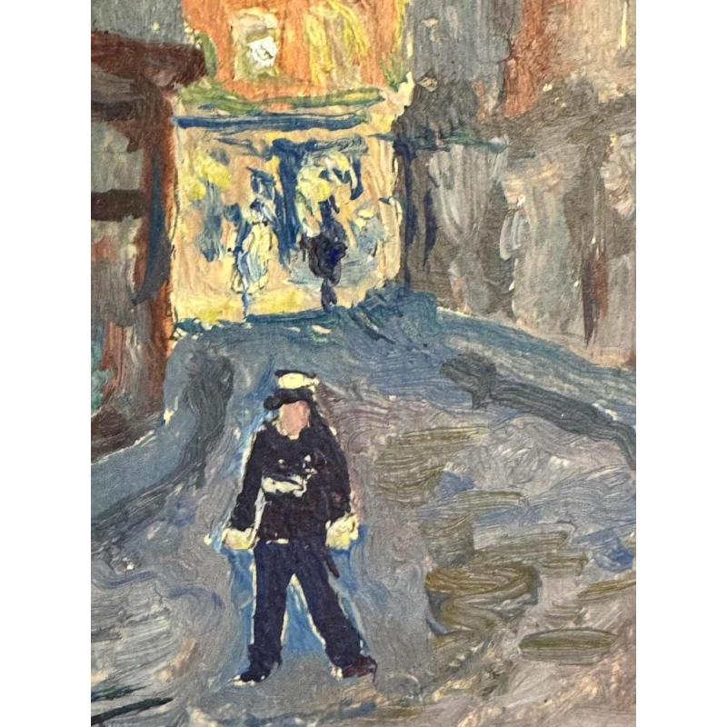 Albert DANDOY 'Hallestraat in Namen' olieverf op karton