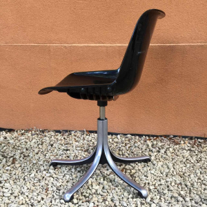 OSVALDO BORSANI voor TECNO "Modus Office" Zwart Roterende Bureau Stoel, 1970