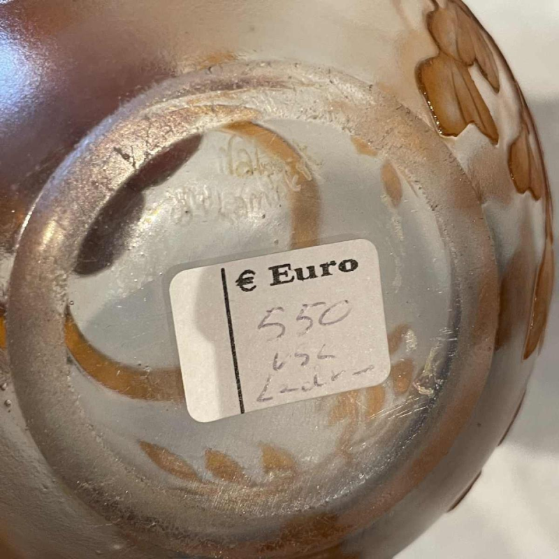 Val Saint-Lambert crystal ball vase, Léon Ledru and Camille Renard (married 1898-1905)