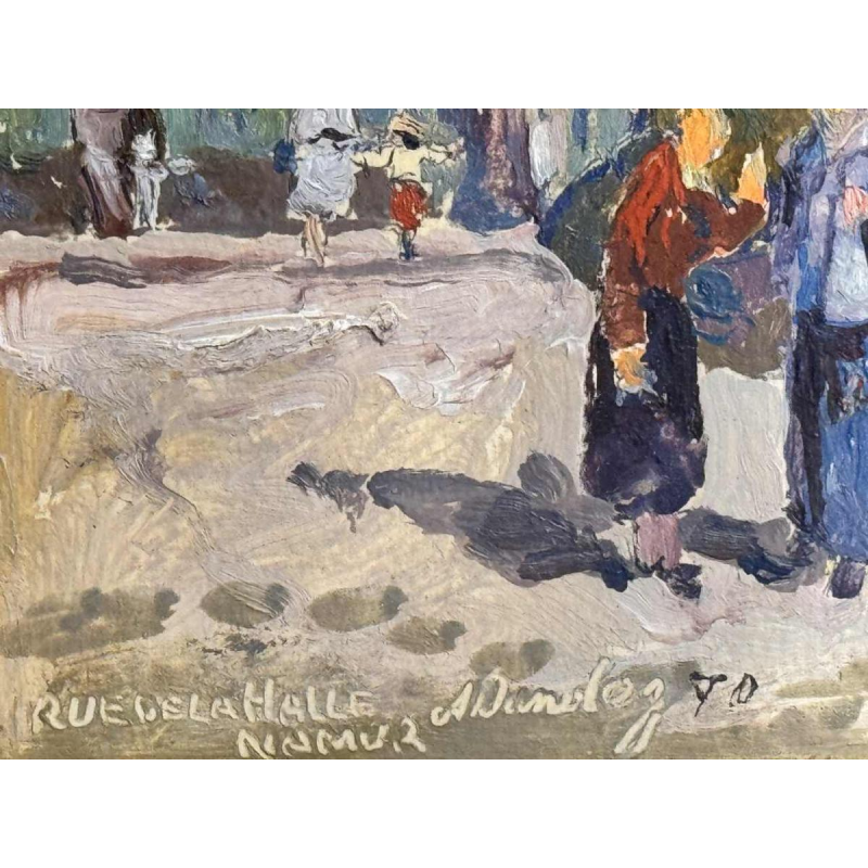 Albert DANDOY ‘Street of Halle in Namur’ oil on cardboard